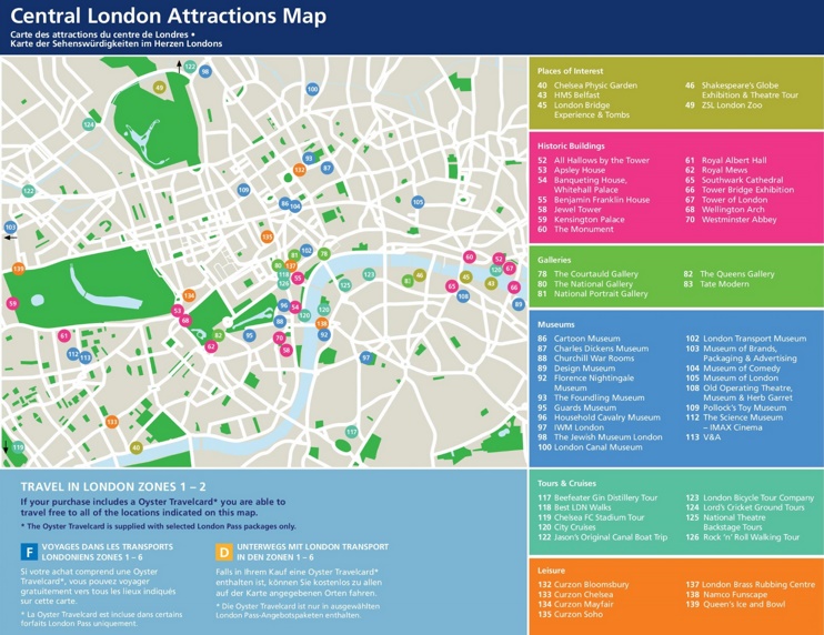 Central London tourist attractions map