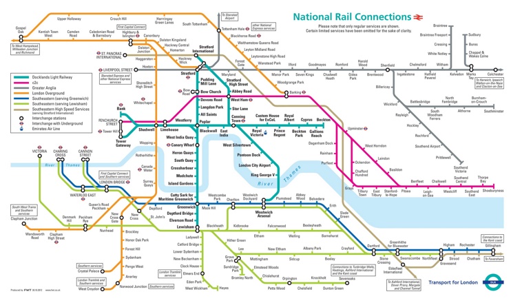 London mainline rail connections map