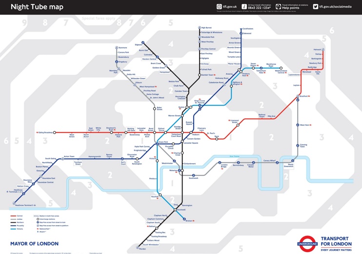 London tube night map