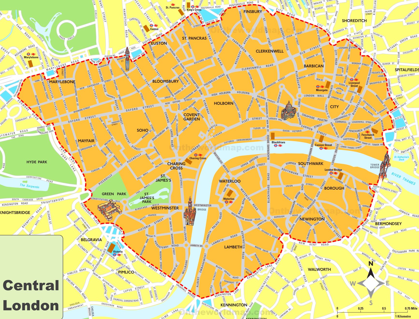 Map Of Central London Ontheworldmap