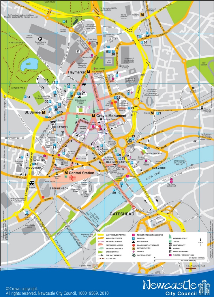 Newcastle city centre map