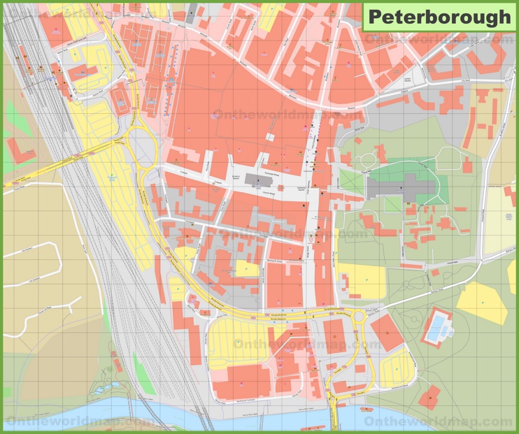Peterborough city centre map
