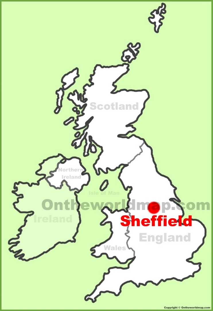 Sheffield location on the UK Map