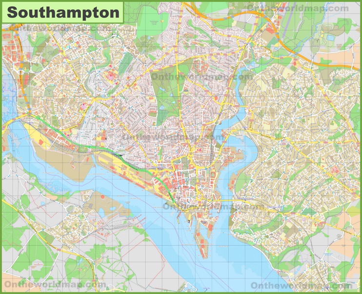 Detailed map of Southampton