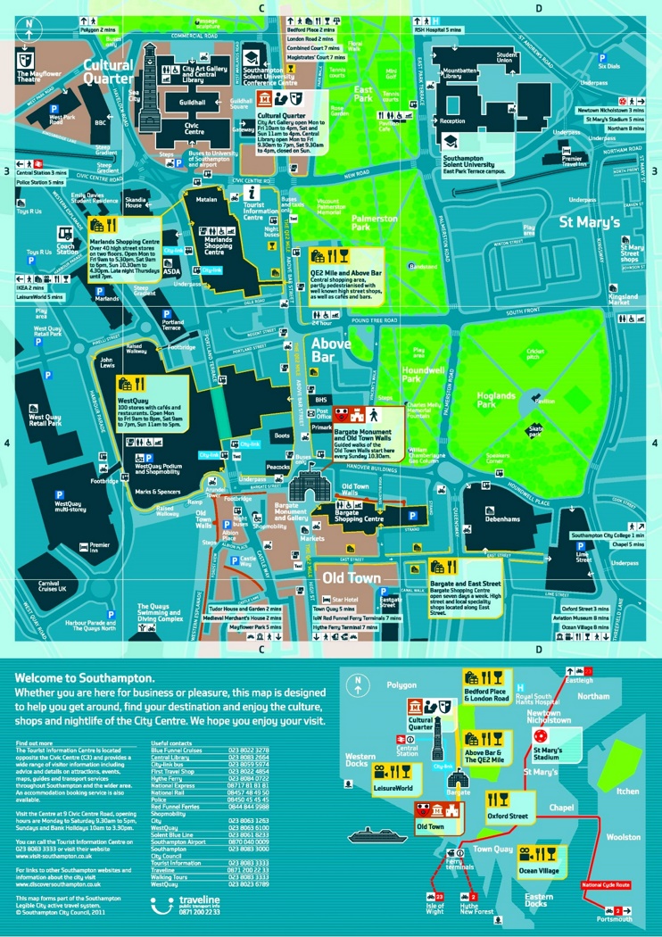 Southampton sightseeing map