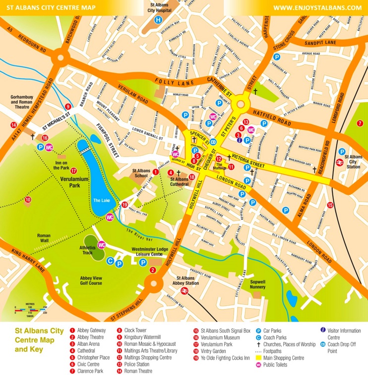 St Albans tourist map