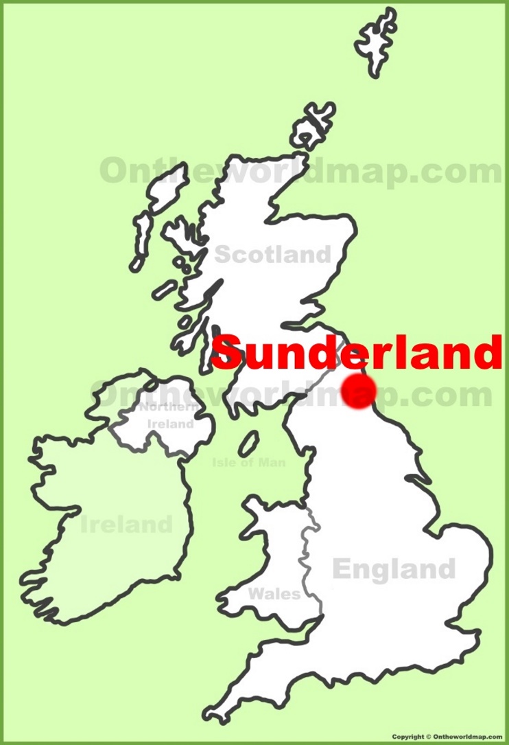 Sunderland location on the UK Map