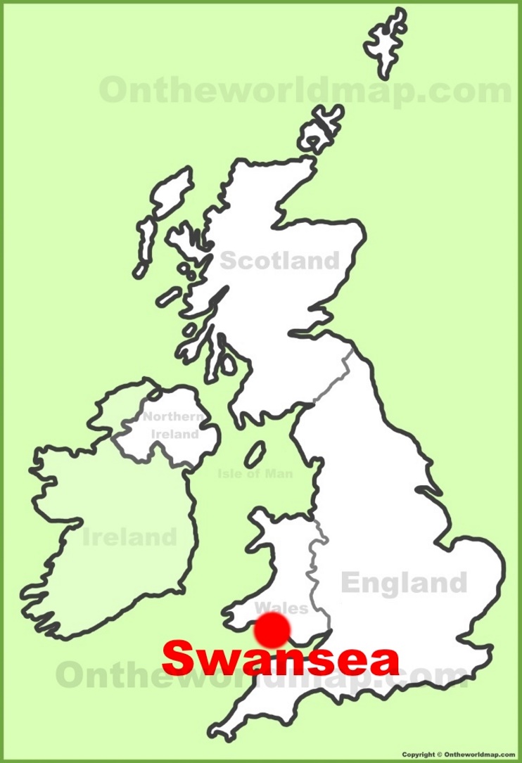 Swansea location on the UK Map
