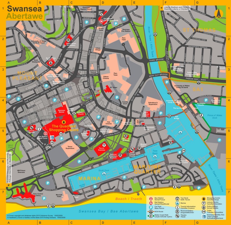 Swansea tourist map
