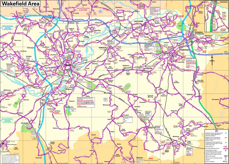 Wakefield area bus map