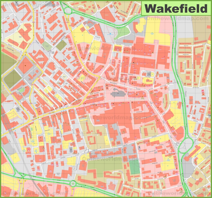 Wakefield city centre map
