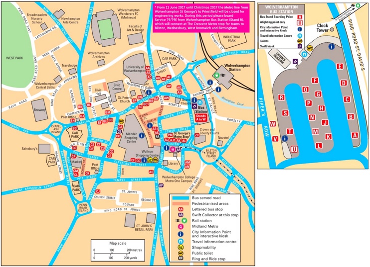 Wolverhampton tourist map