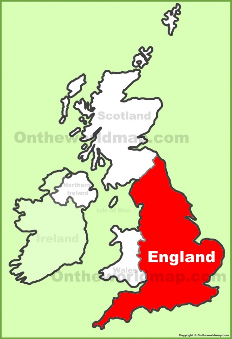 England location on the UK Map