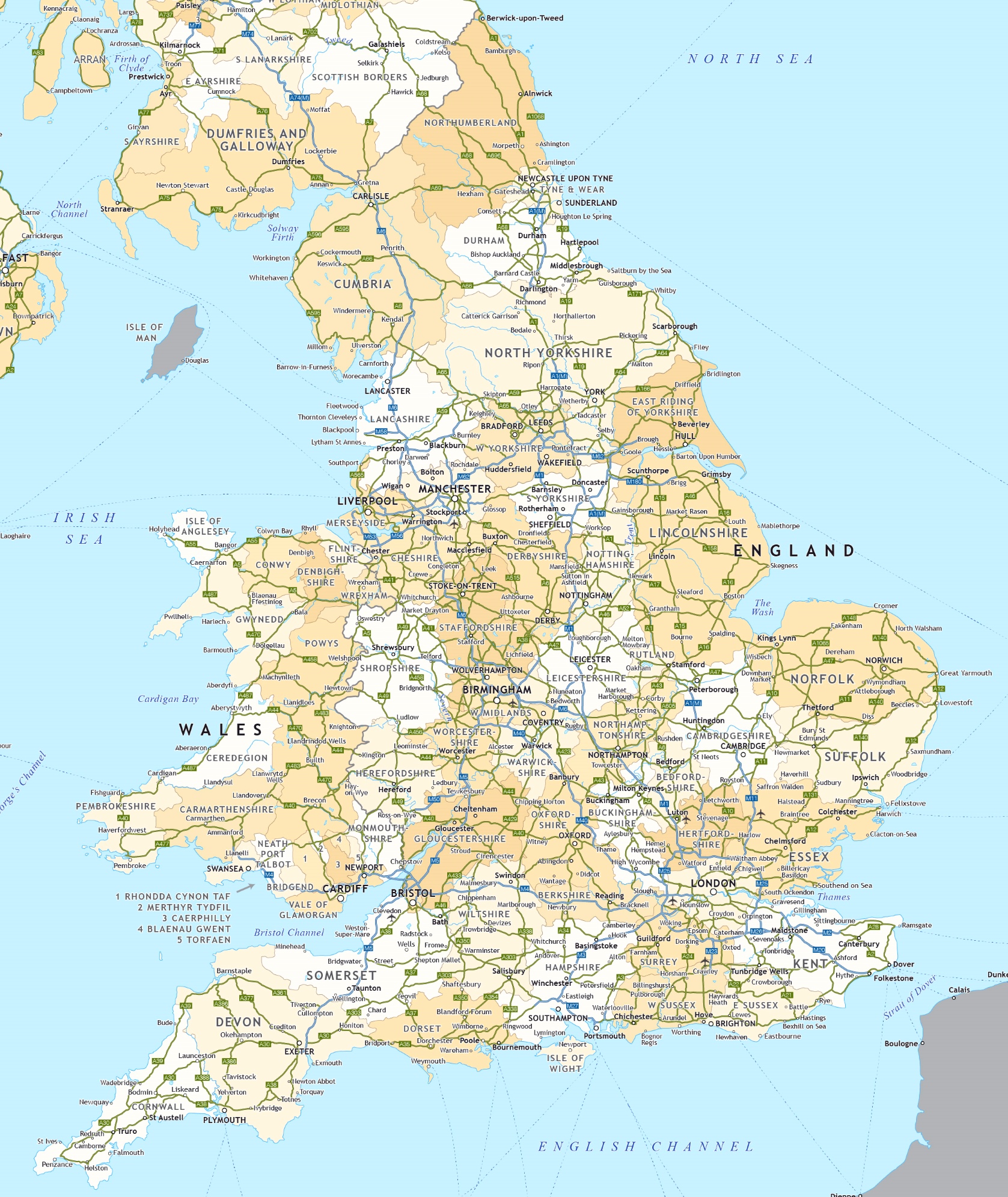 Printable Map Of England