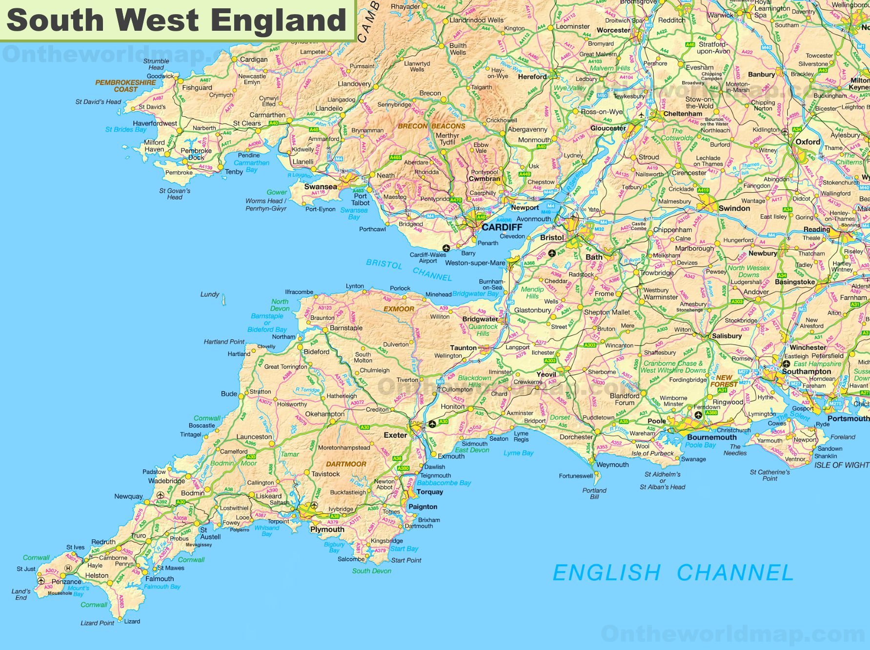 map-of-south-west-england