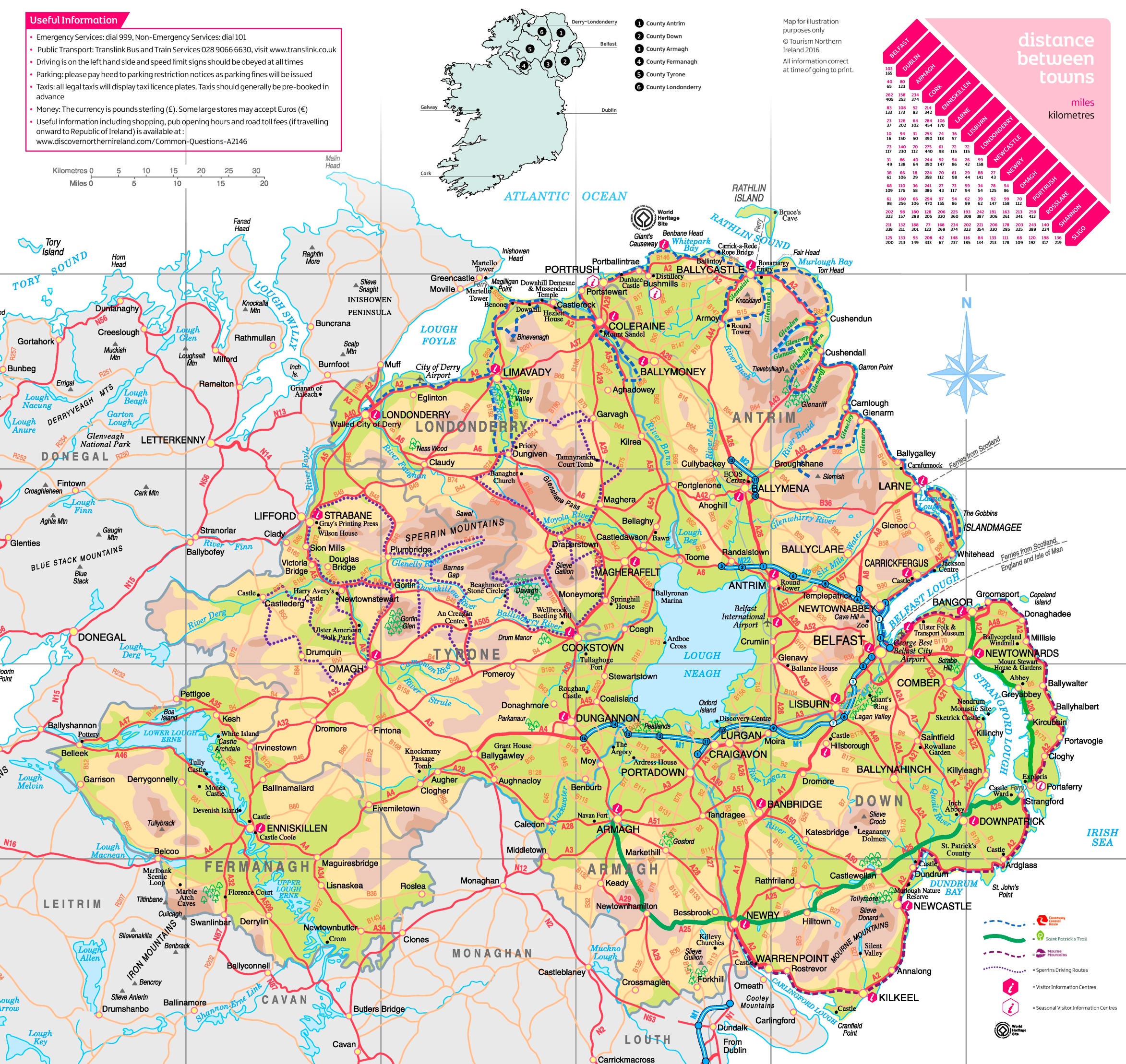 Detailed map of Northern Ireland