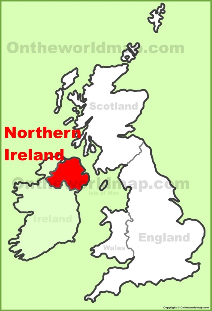 Northern Ireland location on the UK Map