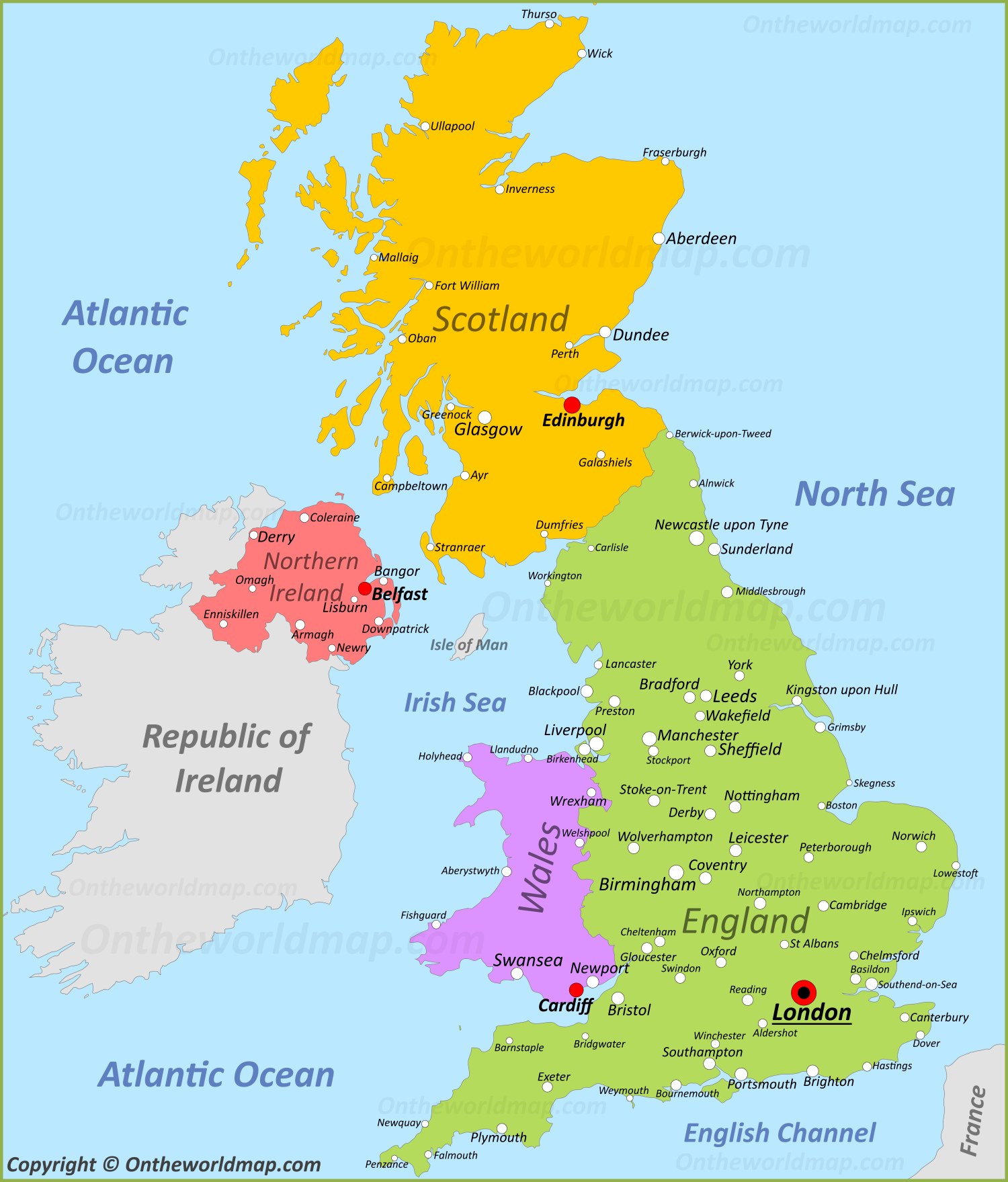 Map Of Uk Towns And Cities