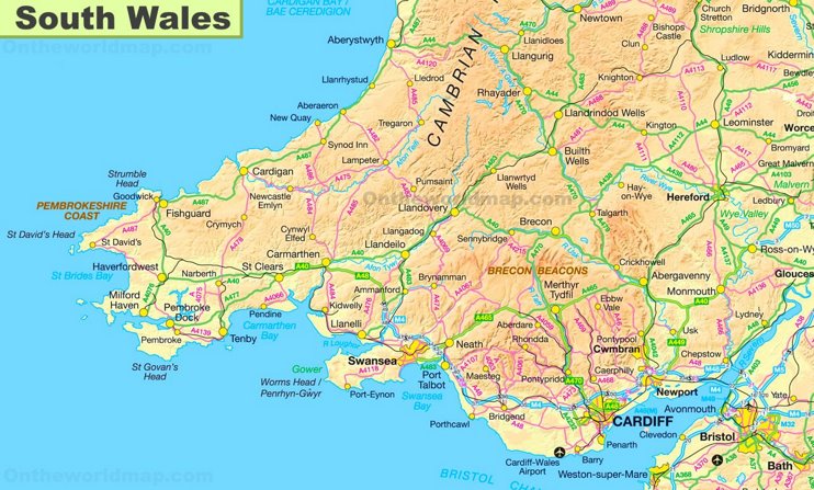 Map of South Wales