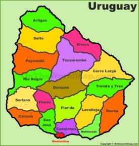 Administrative divisions map of Uruguay