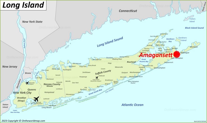 Amagansett Location On The Long Island Map
