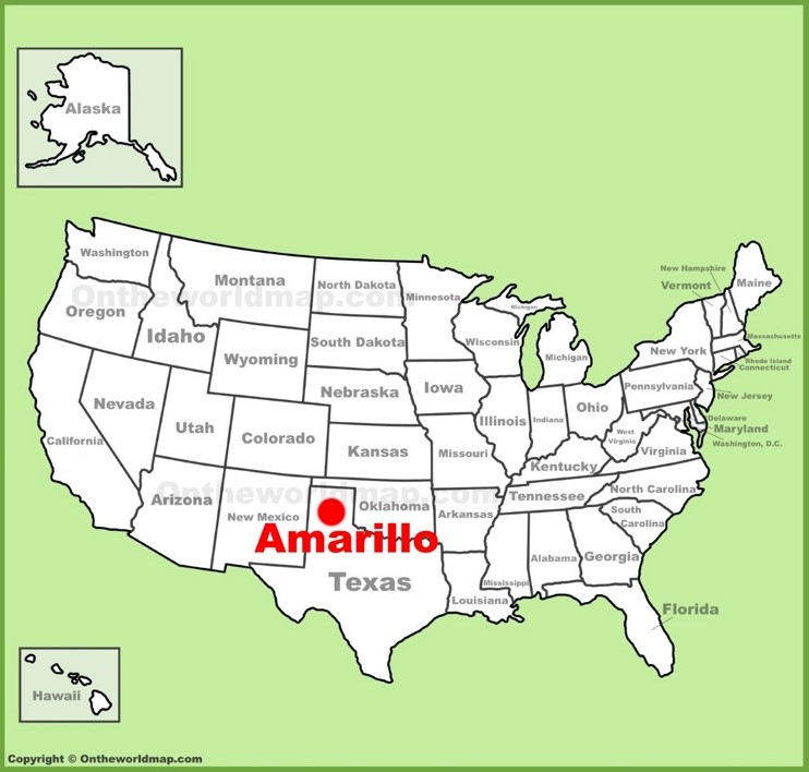 Amarillo location on the U.S. Map