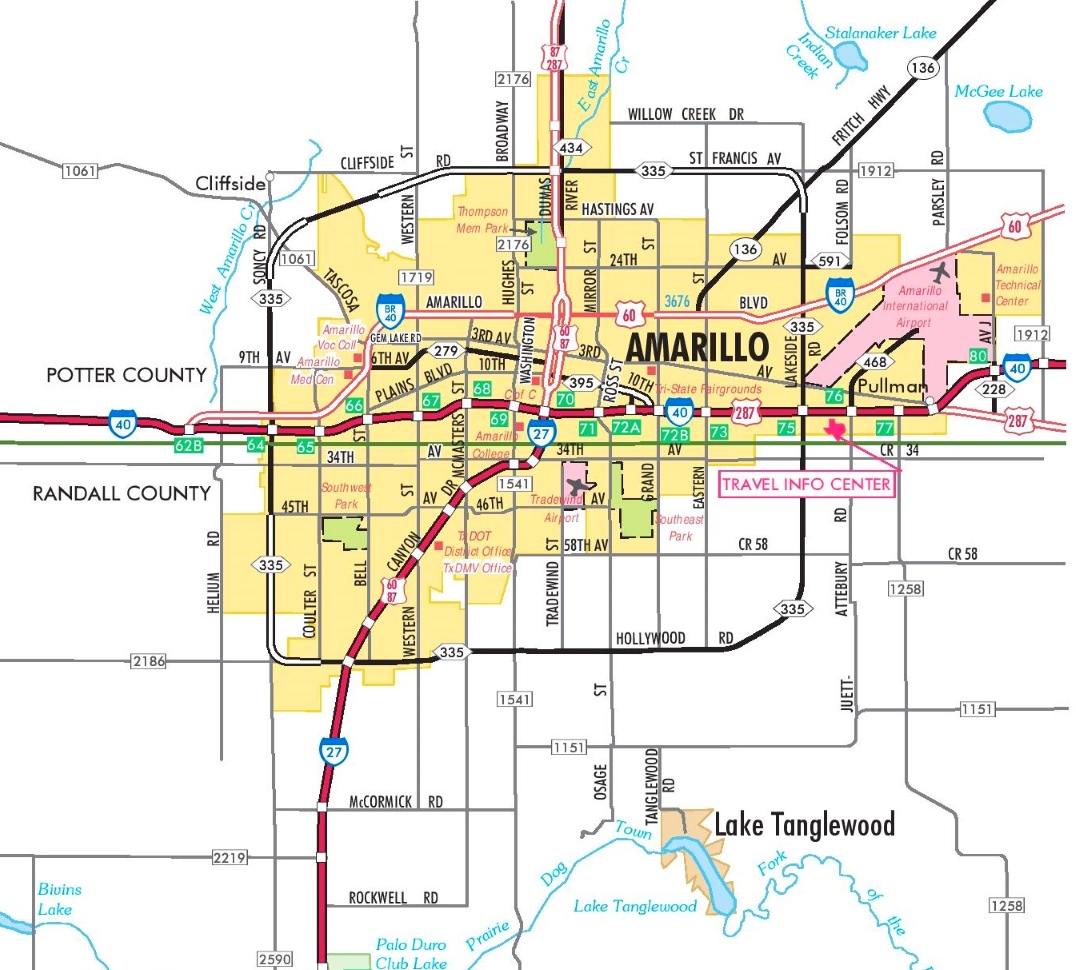 amarillo tx map of texas Amarillo Road Map amarillo tx map of texas