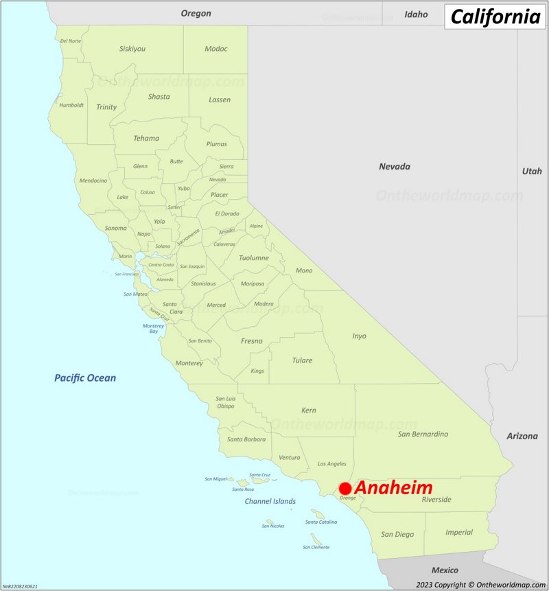 Anaheim Location On The California Map