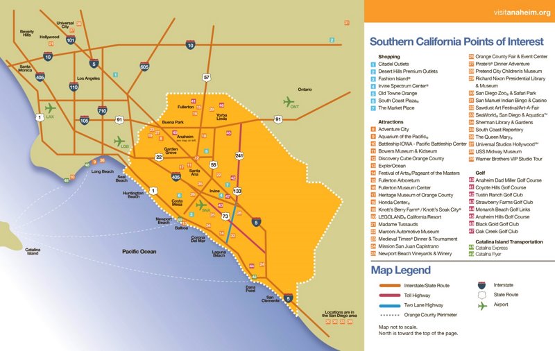 Orange County Tourist Attractions Map