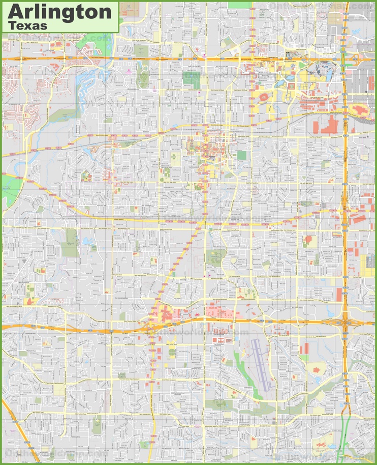 Large detailed map of Arlington (Texas)