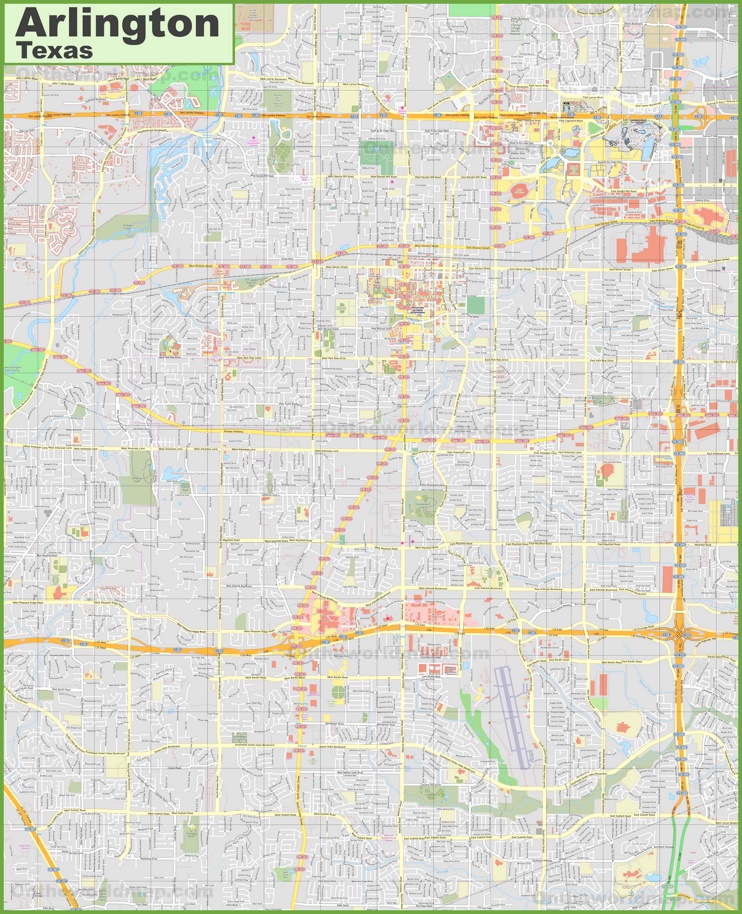 Large Detailed Map Of Arlington Texas