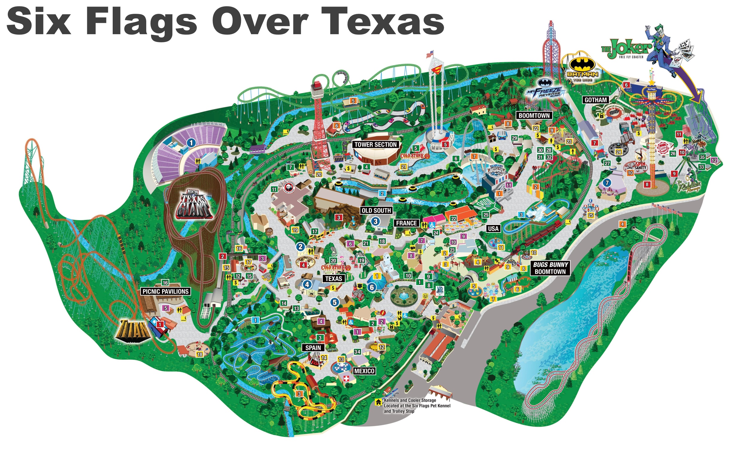 Six Flags Over Texas Map
