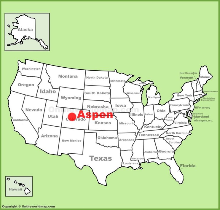 Aspen location on the U.S. Map