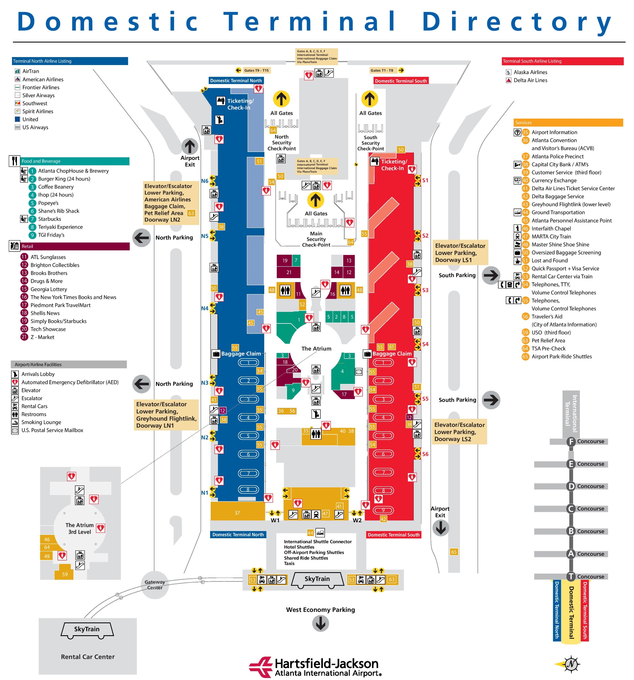 Atlanta Airport Domestic Terminal North Map 