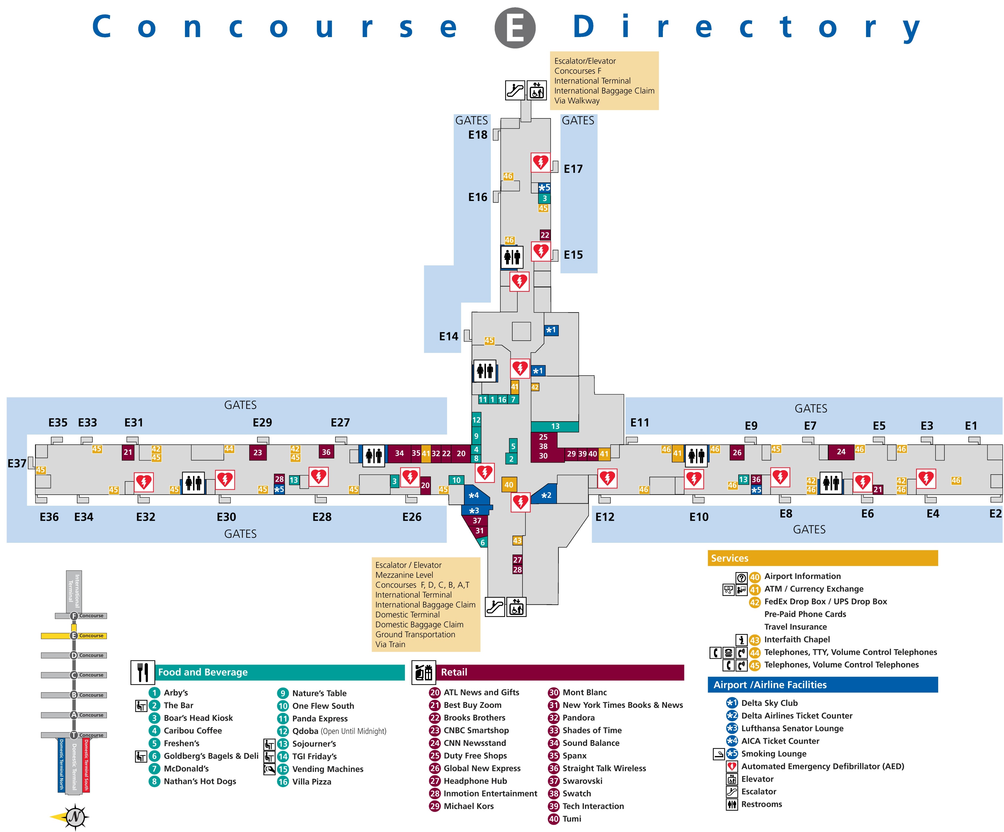 Atlanta Airport International Terminal Map - Ferry Map