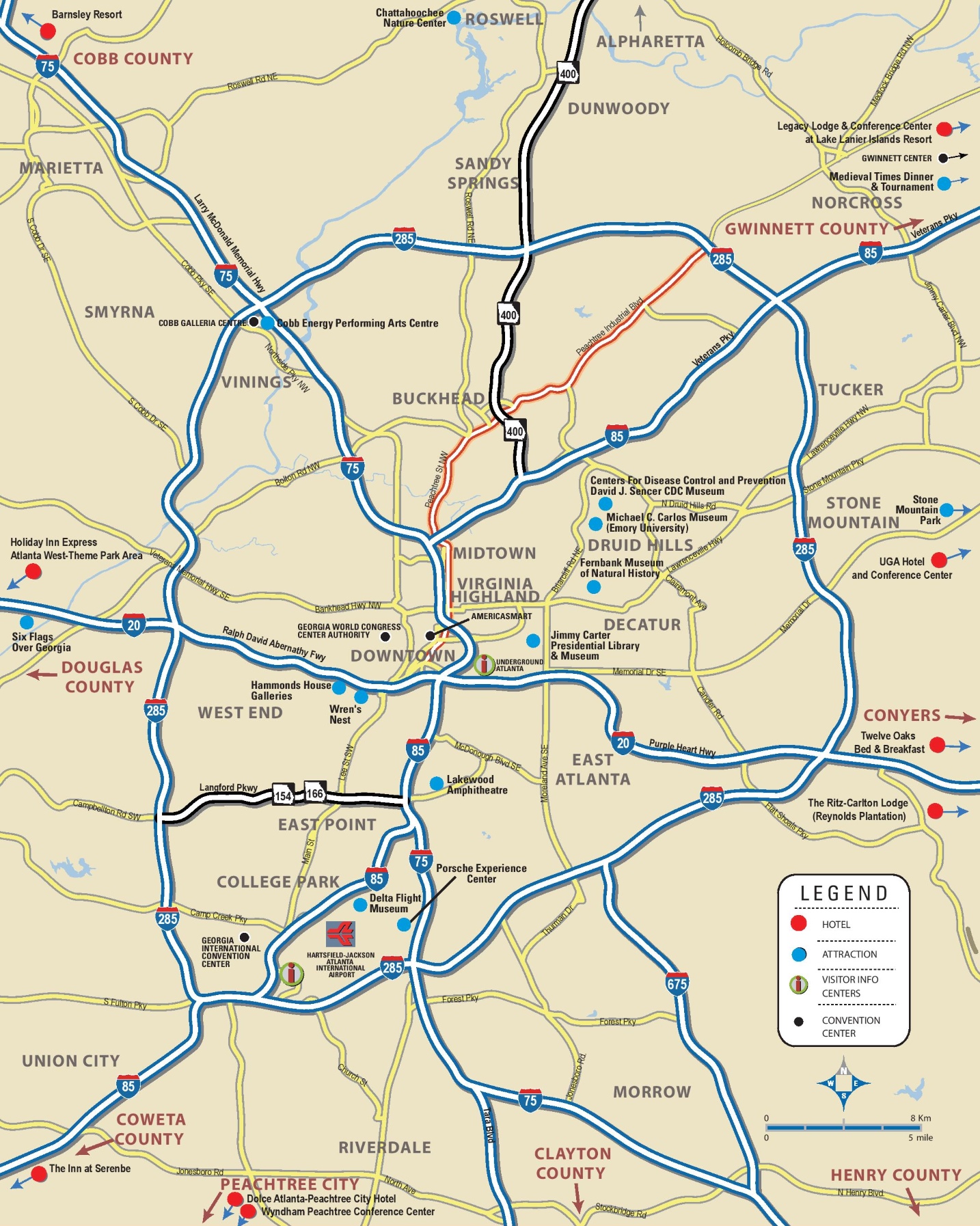 Atlanta Ga On A Map | Map of Atlantic Ocean Area