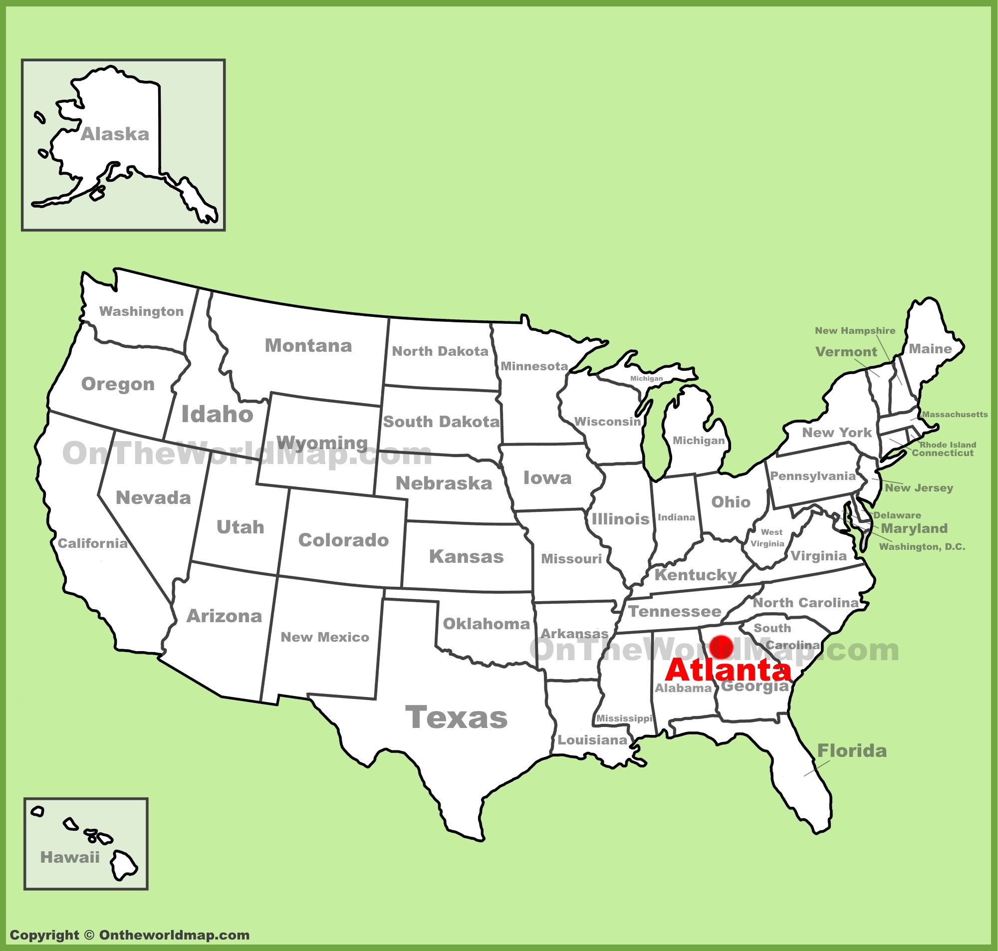 Atlanta location on the U.S. Map