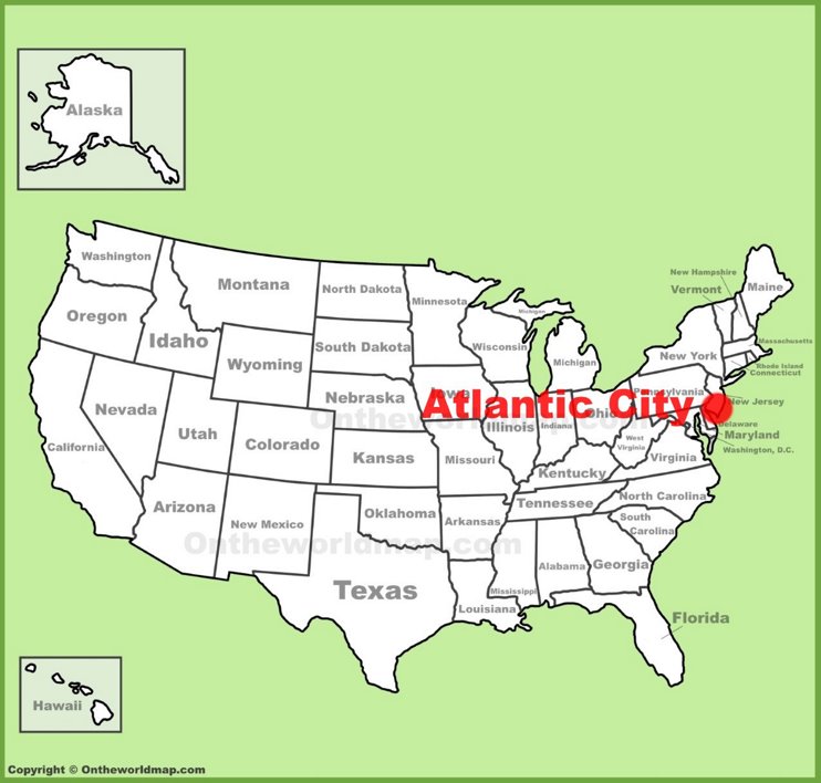 Atlantic City location on the U.S. Map