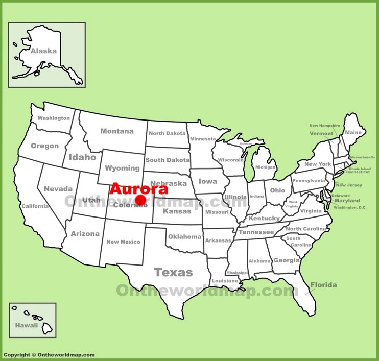 Aurora location on the U.S. Map
