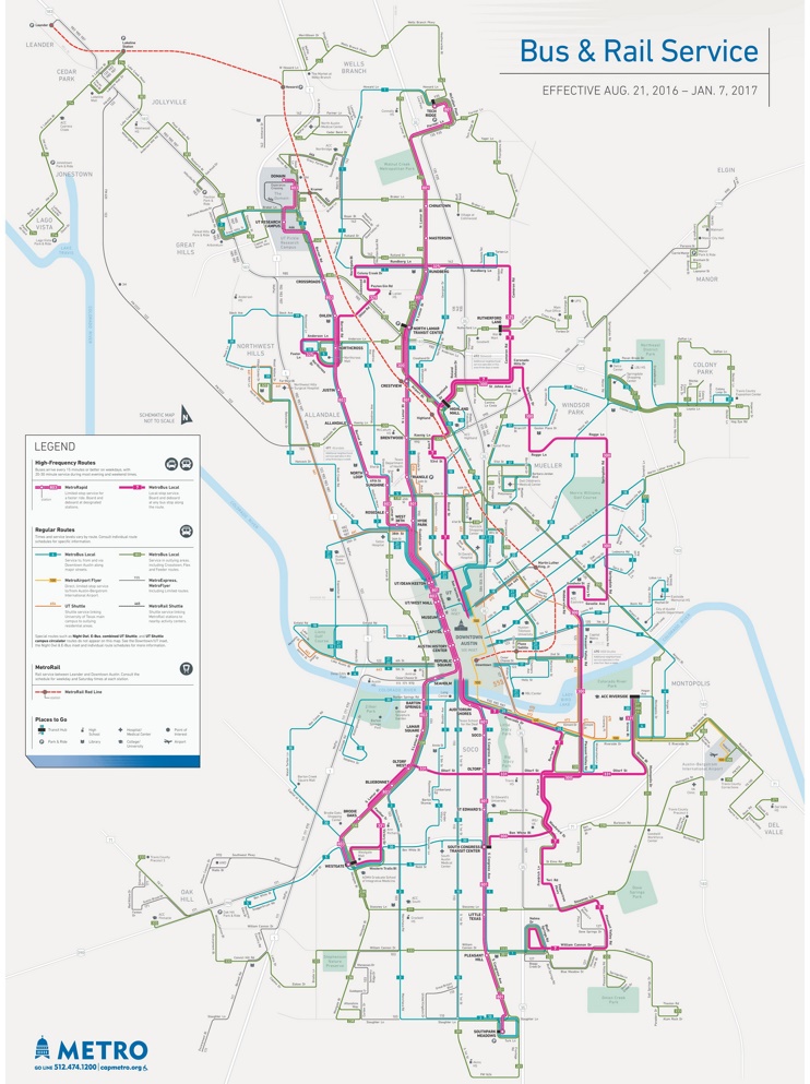 Austin bus and rail map