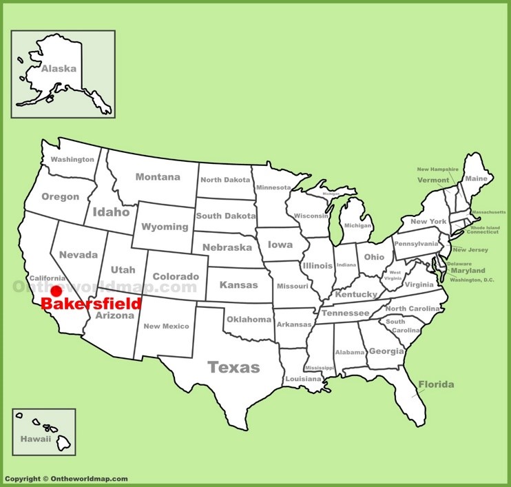 Bakersfield location on the U.S. Map