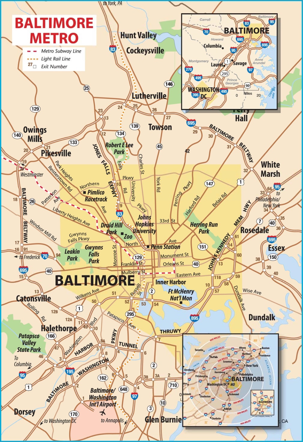 baltimore on map of usa Baltimore Metro Area Map baltimore on map of usa