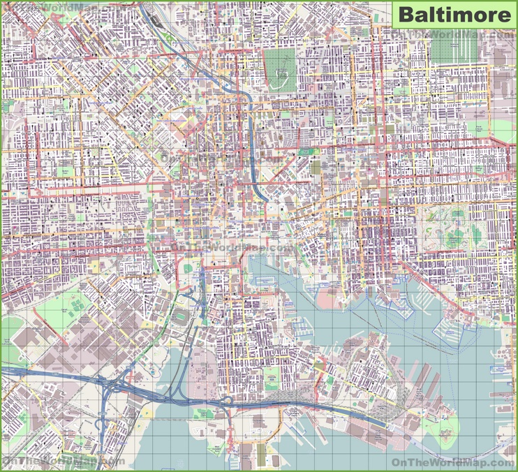 Large Detailed Map Of Baltimore