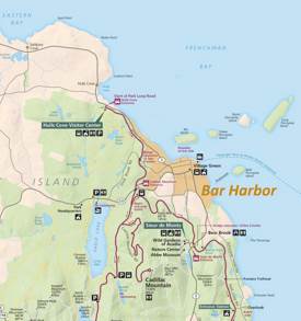 Tourist Map of Surroundings of Bar Harbor