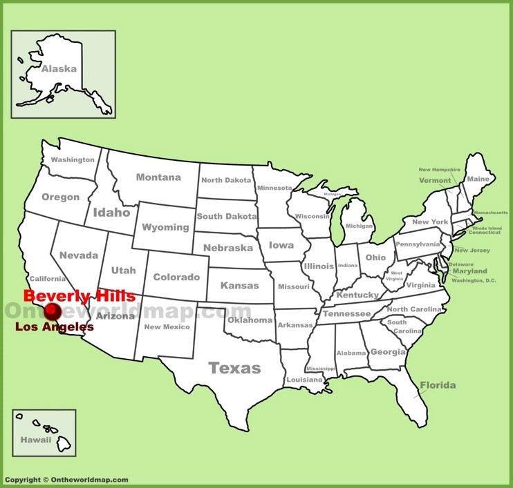 Beverly Hills location on the U.S. Map
