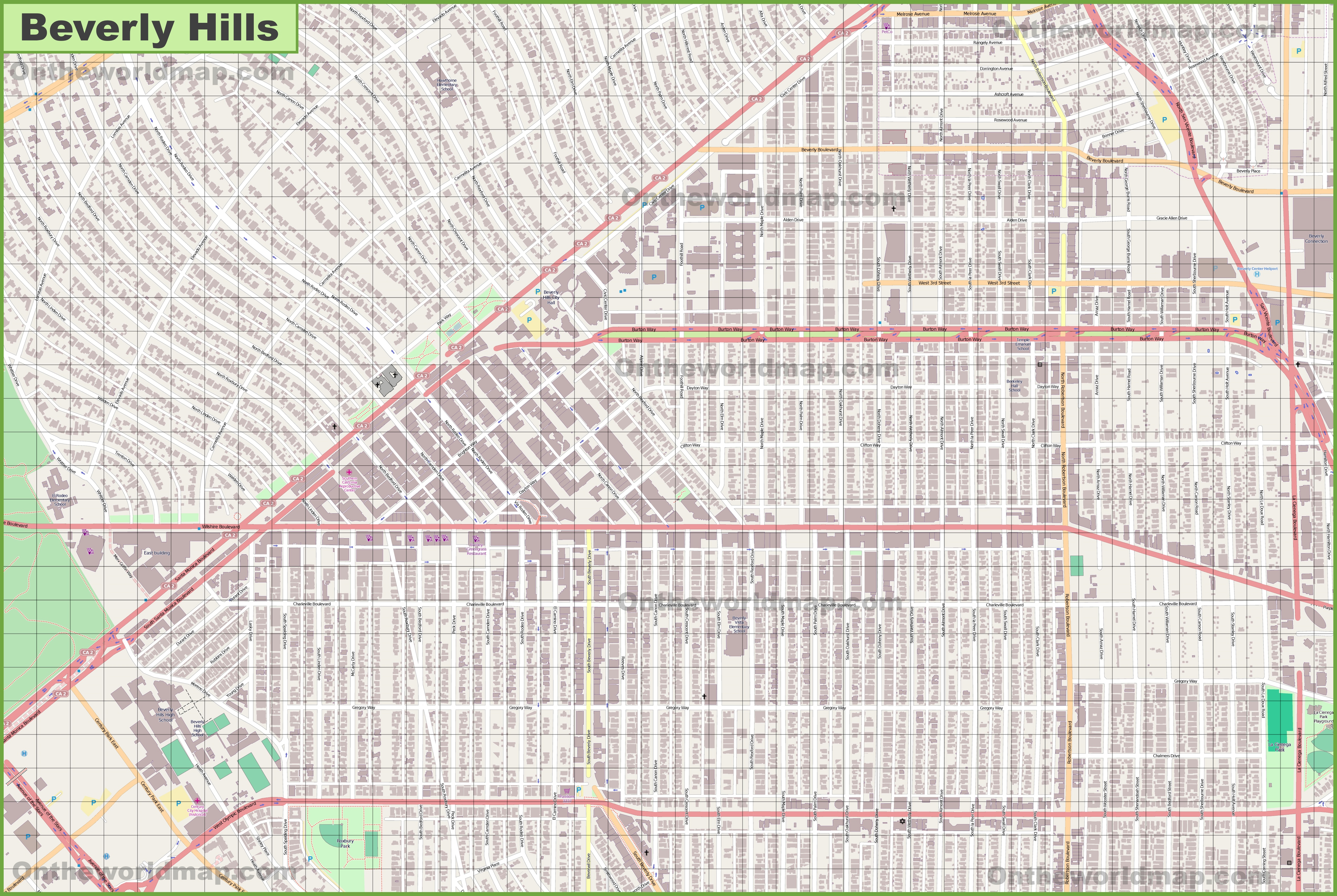 Large Detailed Map Of Beverly Hills