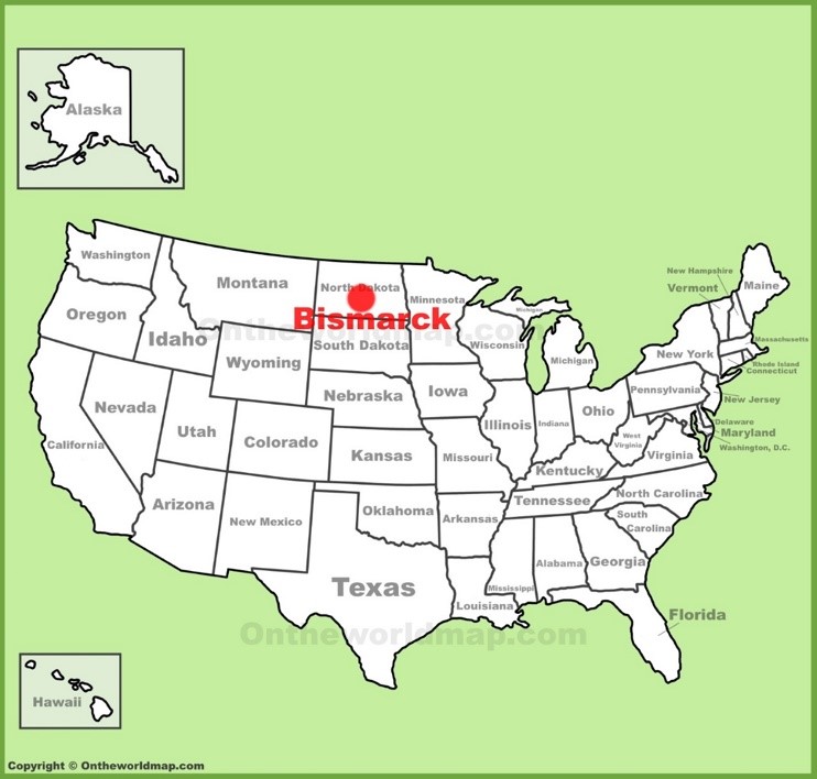 Bismarck location on the U.S. Map
