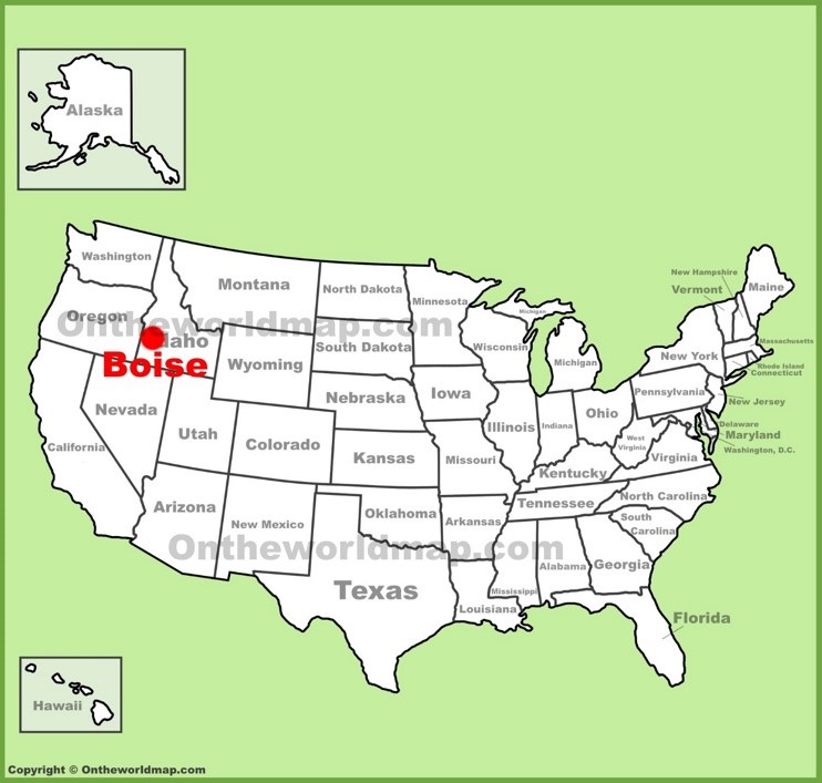 Boise location on the U.S. Map