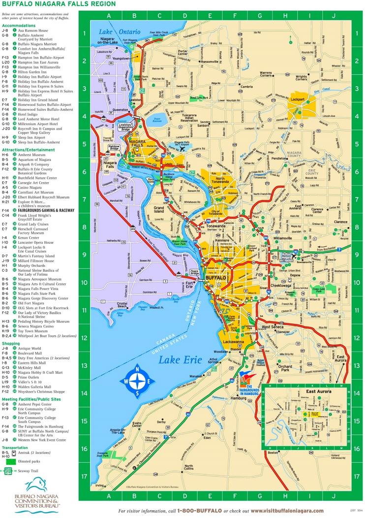 Buffalo area hotels and sightseeings map