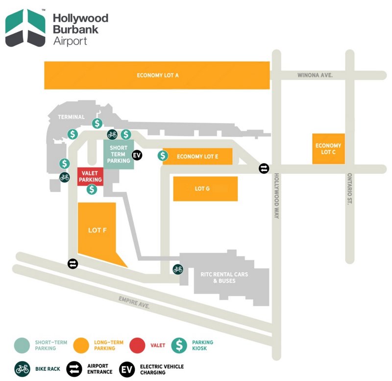 Hollywood Burbank Airport Parking Map